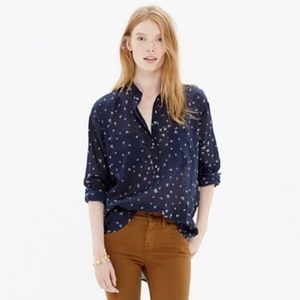Madewell Collarless Popover Button Down Blouse